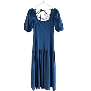 NWT Nation LTD Cordelia Lace Up Midi Dress in Blue Size Extra Small